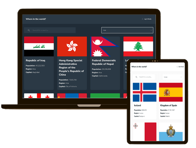 Screenshot of the project on various devices